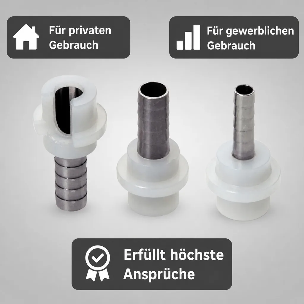 Schlauchtülle, Tülle Gerade für Bier oder CO2 Schlauch mit Angespritzter Dichtung, 7mm