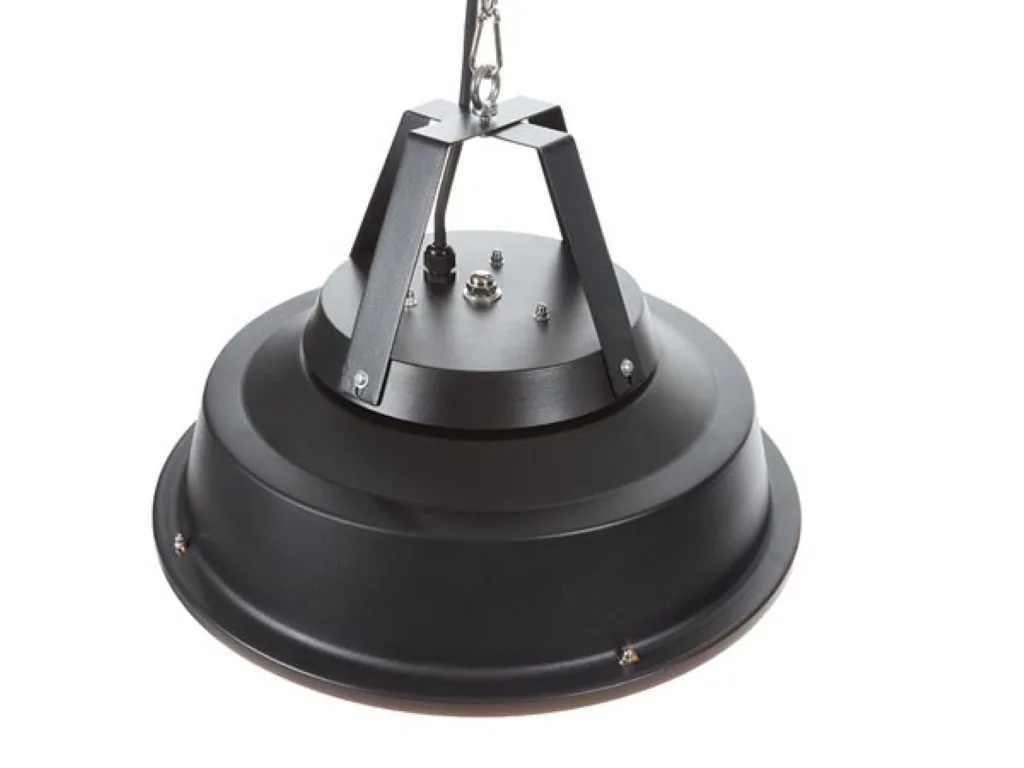 Patio-Heizstrahler 1500W Kohlenstoff, Deckenmontage mit Kette, IPX4 wasserdichter Außenheizstrahler, 360° Wärme für Terrasse, Balkon, Veranda, Garten, schwarzes Retro-Design