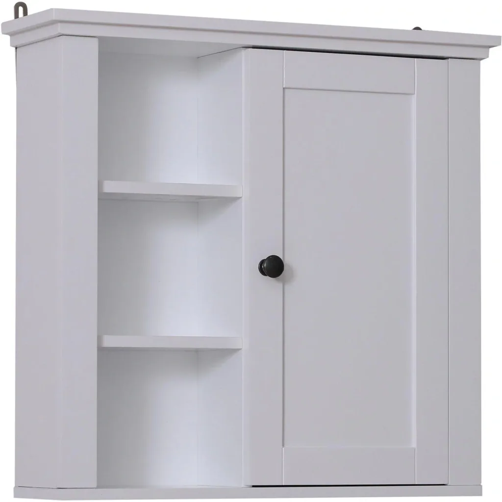 Badschrank Küchenschrank Hängeschrank Wandschrank vestellbarer Einlegeboden 3 x Fach Holz Weiß 53 x 14,5 x 50,5 cm