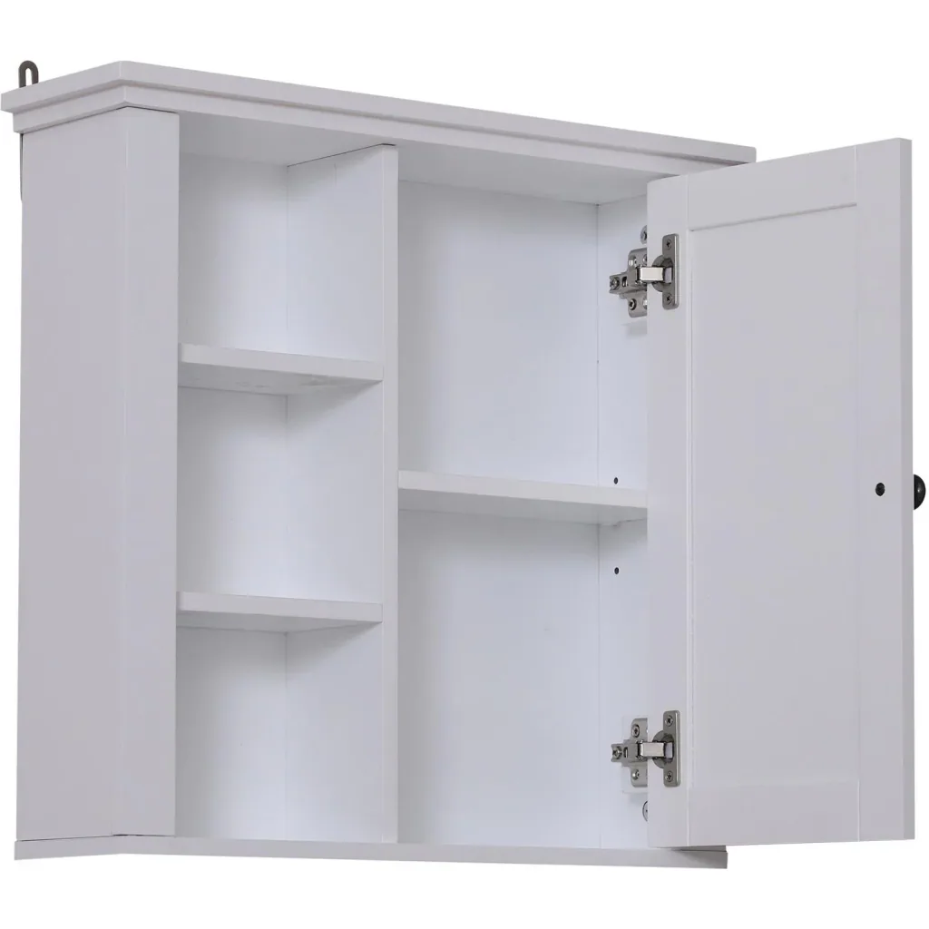 Badschrank Küchenschrank Hängeschrank Wandschrank vestellbarer Einlegeboden 3 x Fach Holz Weiß 53 x 14,5 x 50,5 cm