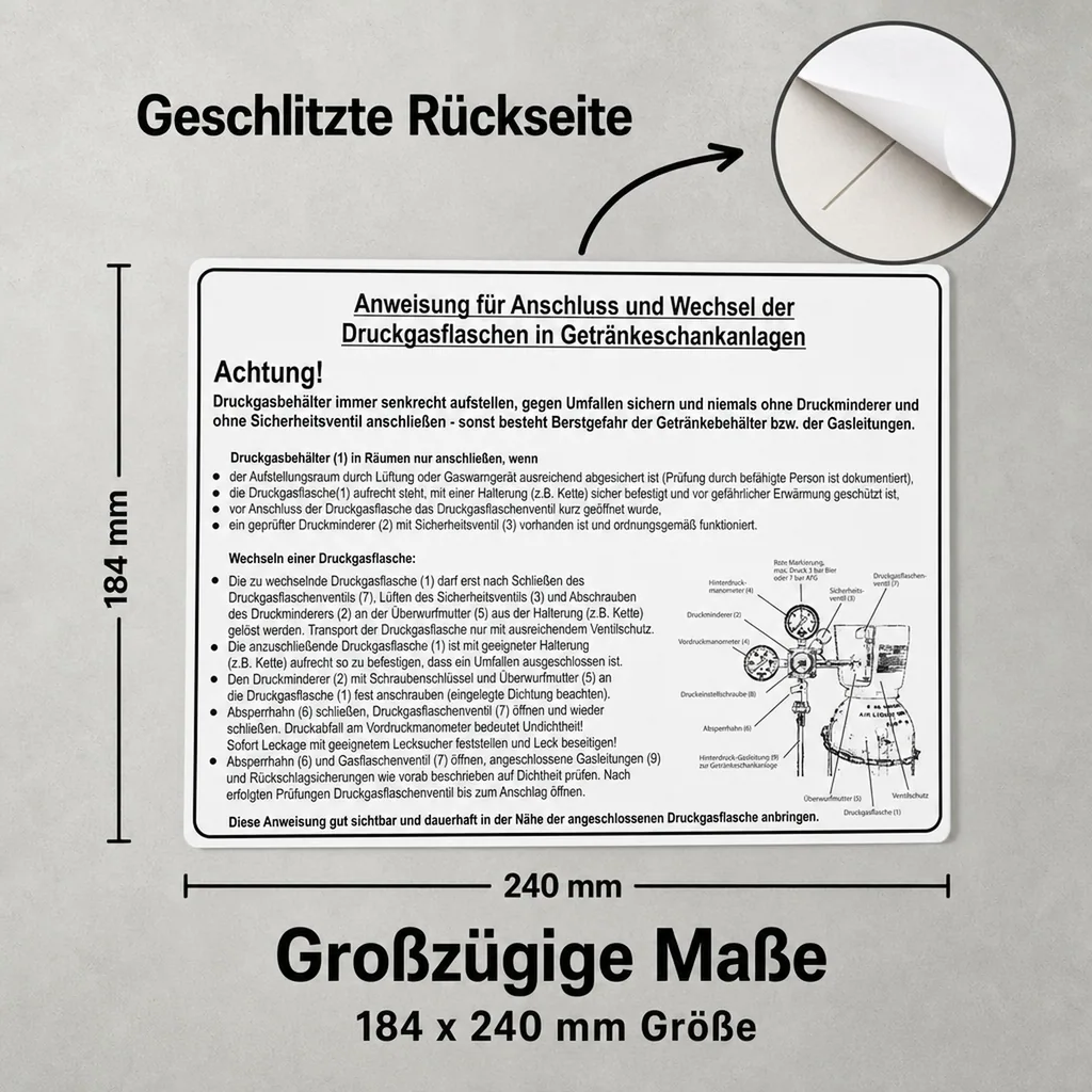 Aufkleber "Anweisung" nach BGR 228