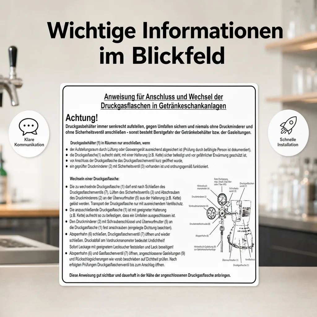 Aufkleber "Anweisung" nach BGR 228