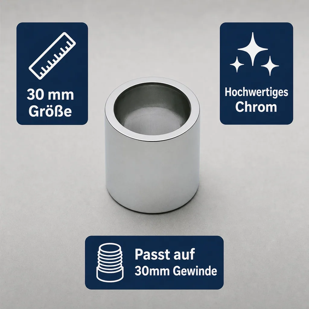 Distanzhülse, Abstandshalter, Abstandshülse - für Schankhahngewinde, 30 mm, Chrom