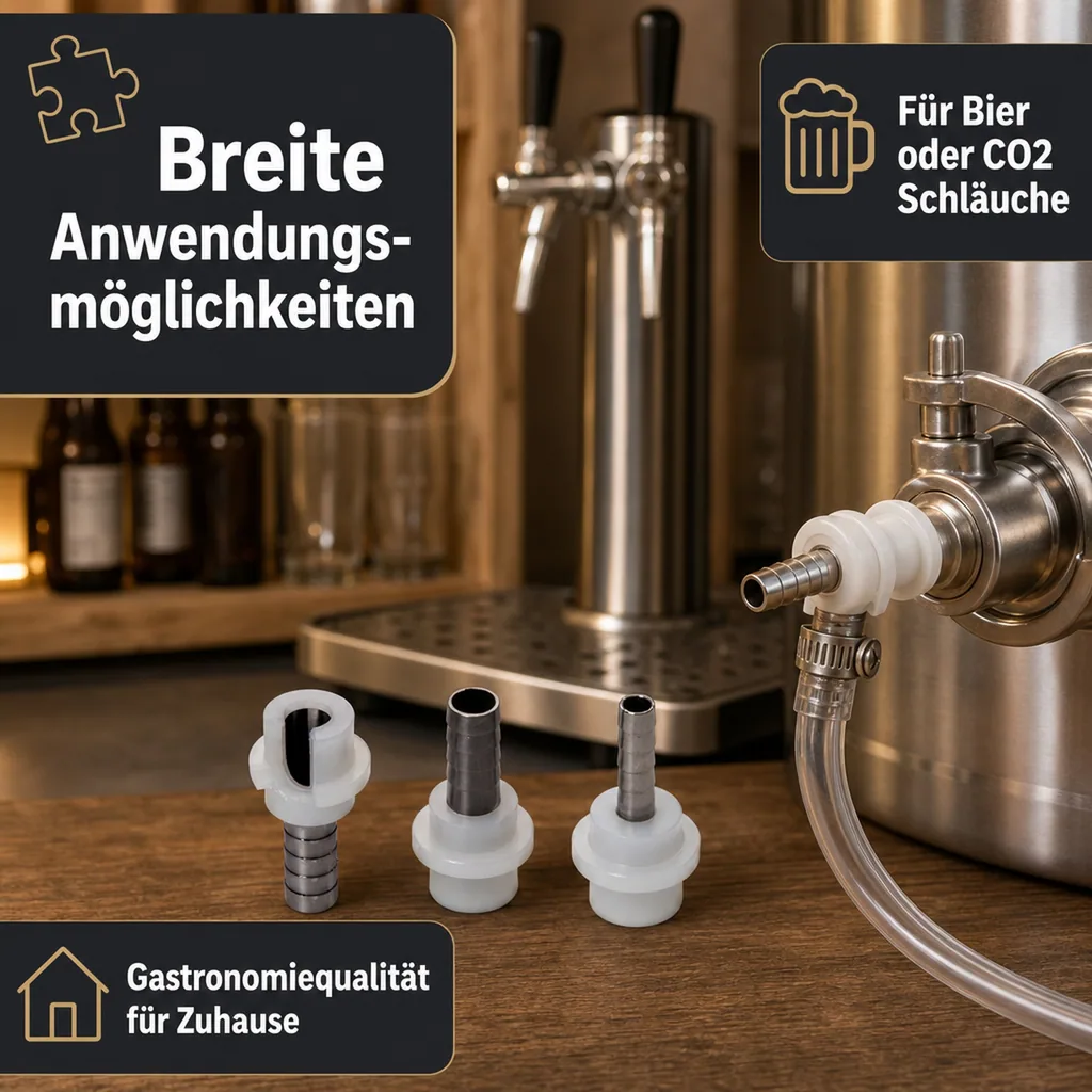 Tülle für Bier oder CO2 Schlauch mit angespritzter Dichtung - gerade 10mm