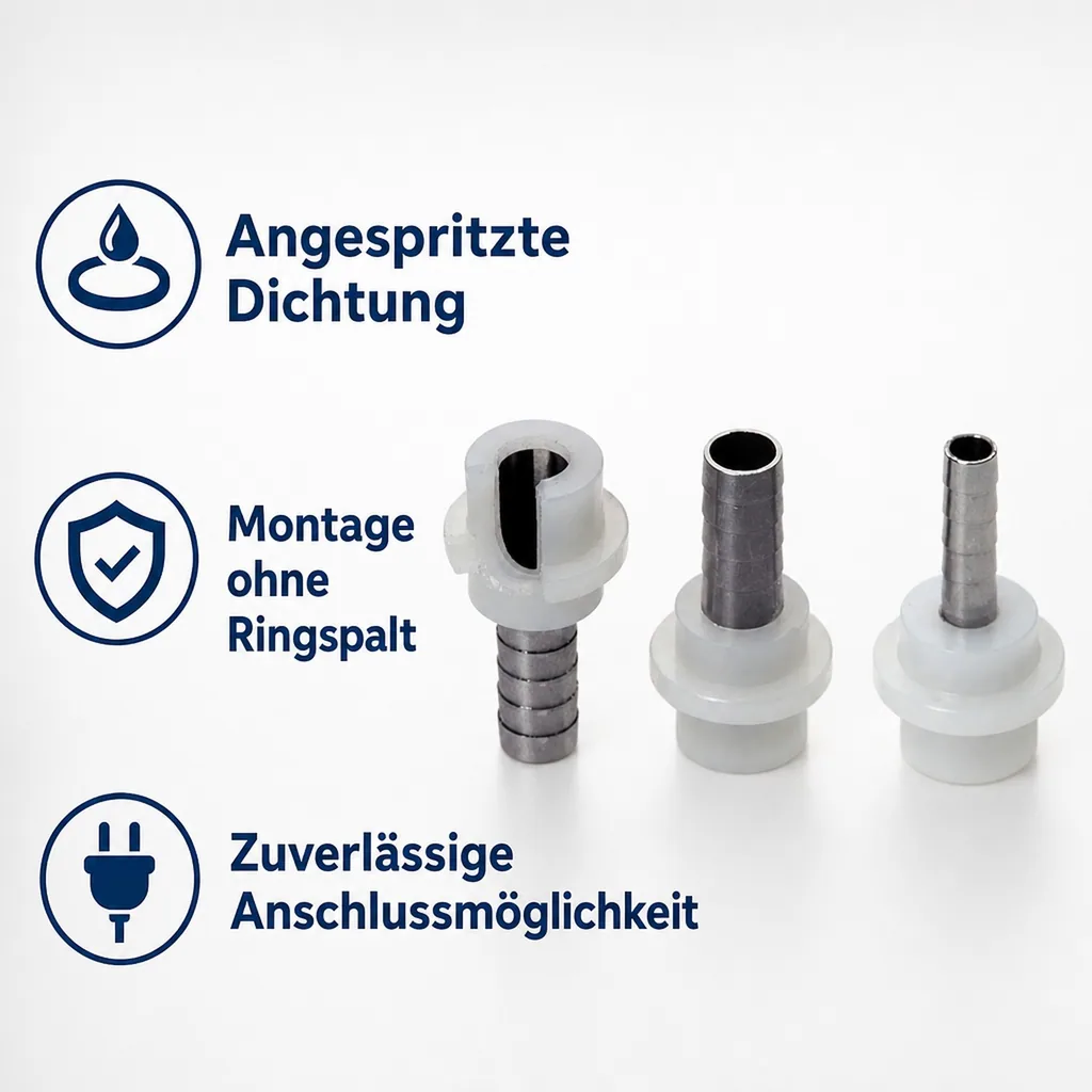 Tülle für Bier oder CO2 Schlauch mit angespritzter Dichtung - gerade 10mm