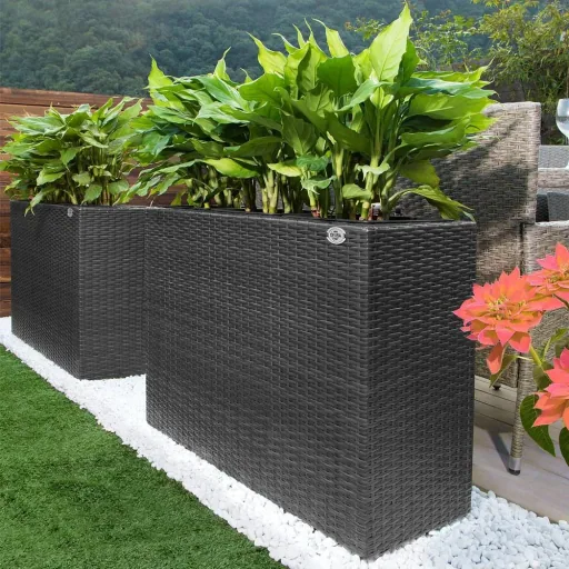 Stehender Blumentopf schwarz 83x30,5x60cm