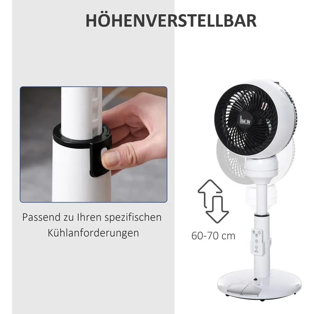 Standventilator mit Fernbedienung, verstellbar schwarz/weiß
