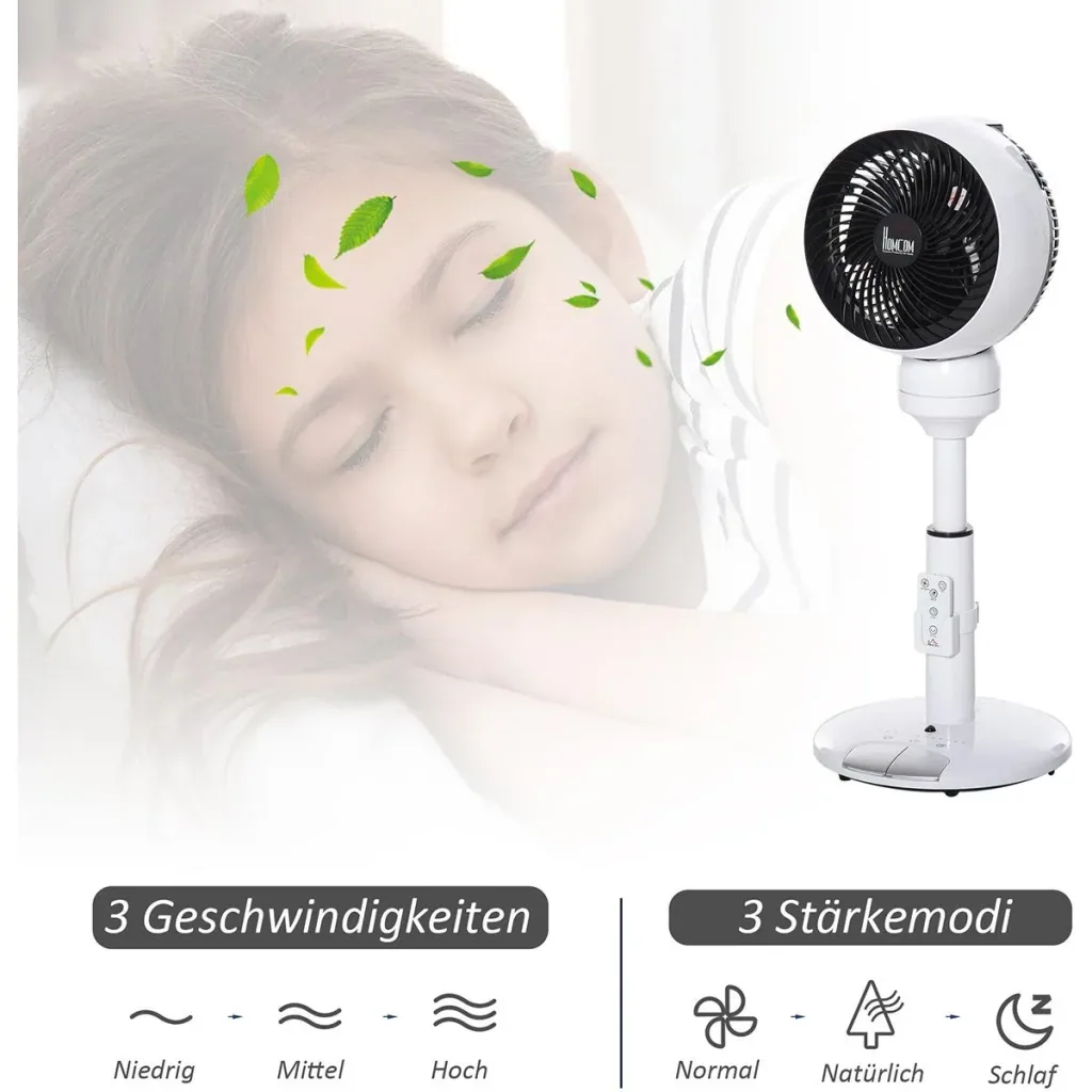 Standventilator mit Fernbedienung, verstellbar schwarz/weiß