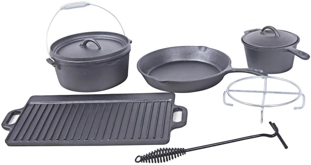 Dutch Oven Set 7-teilig in praktischer Holztransportbox