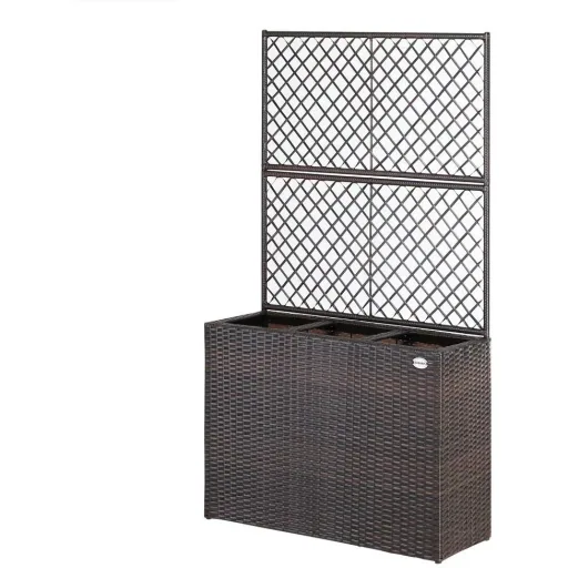 Polyrattan Pflanzgefäß mit Spalier Braun