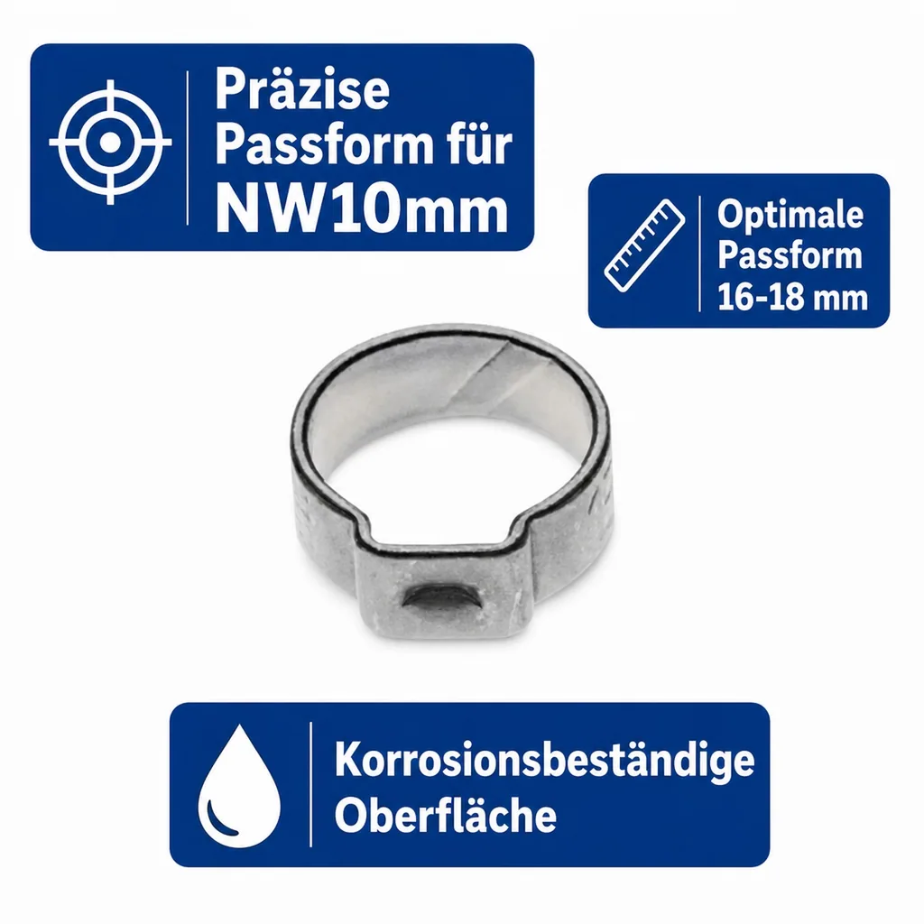 1-Ohr-Schlauchklemme für NW 10 mm, verzinkt