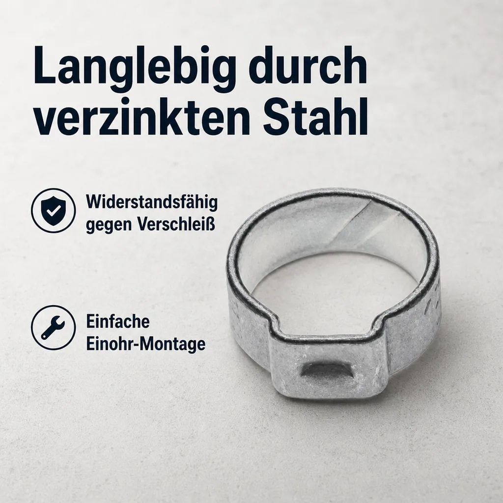 1-Ohr-Schlauchklemme für NW 10 mm, verzinkt