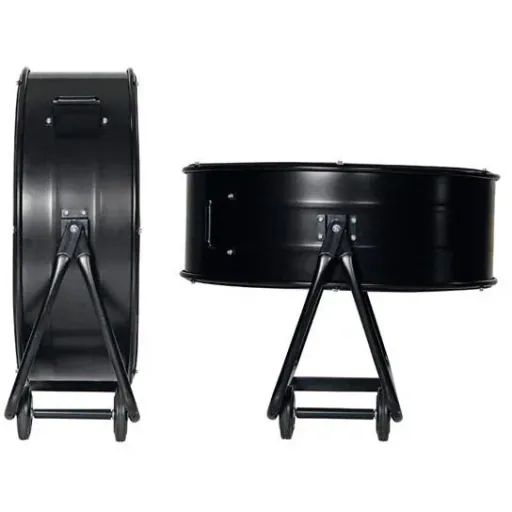 Großer Standventilator, Ø 75 cm, Metalltrommel, schwarz, leiser Betrieb, höhenverstellbar, Innen-/Außenbereich