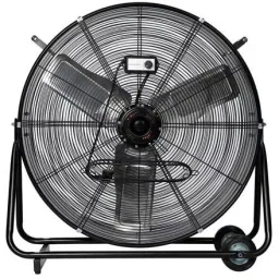Großer Standventilator, Ø 75 cm, Metalltrommel, schwarz, leiser Betrieb, höhenverstellbar, Innen-/Außenbereich
