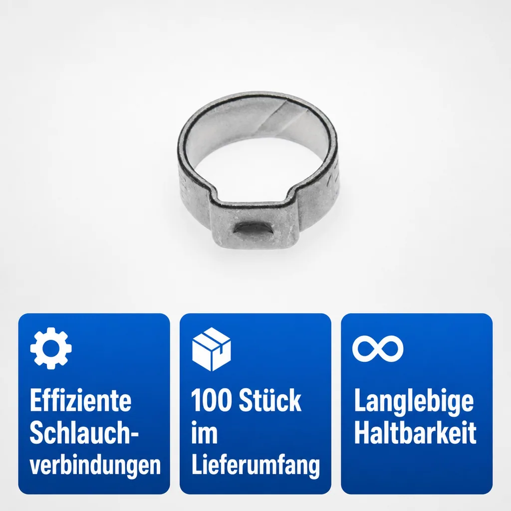 1-Ohr-Schlauchklemme für NW 4 mm, verzinkt, 100 Stück