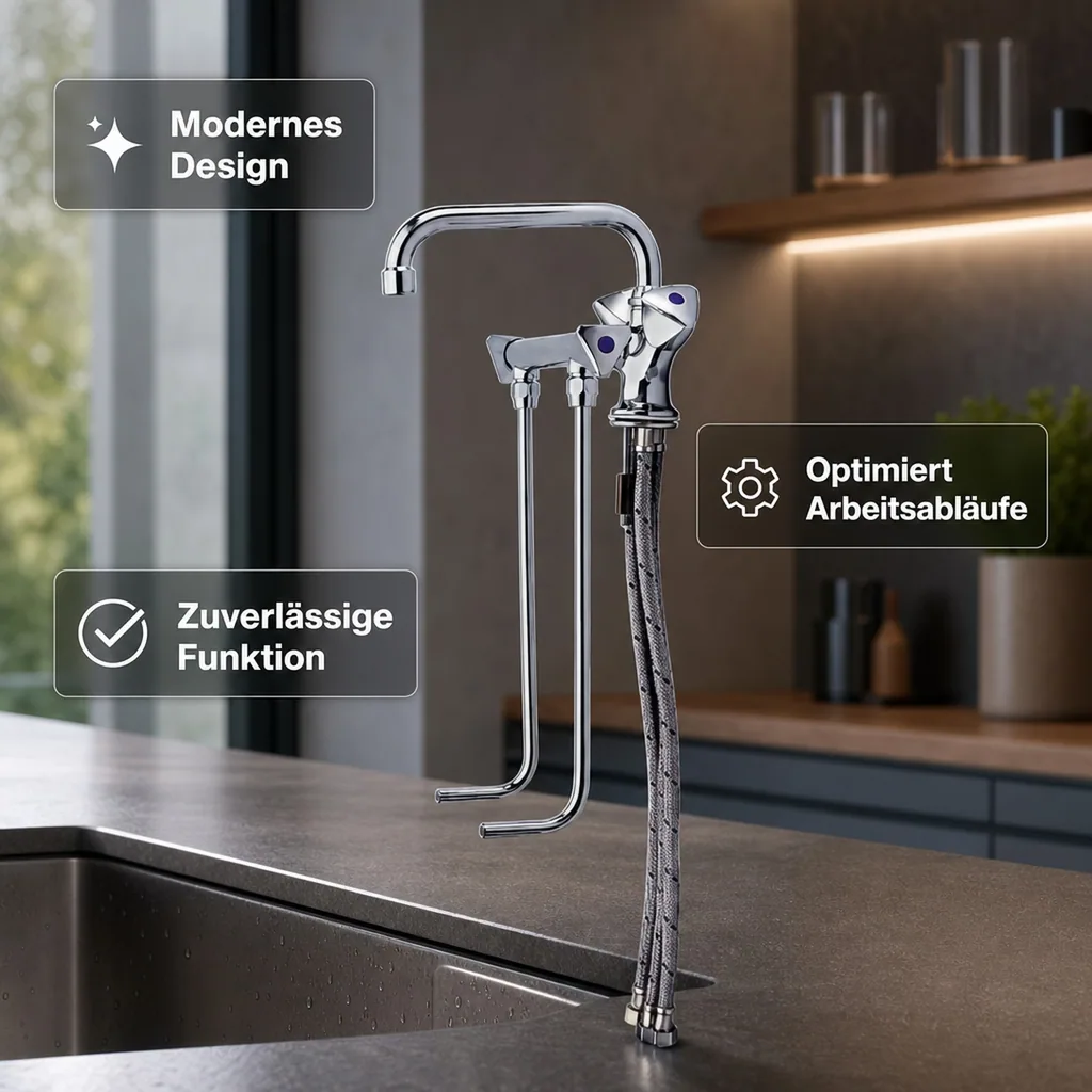 Wasserhahn, Küchenarmatur, Wasserarmatur - für Warm und Kaltwasser, Hochdruck für 2 Becken