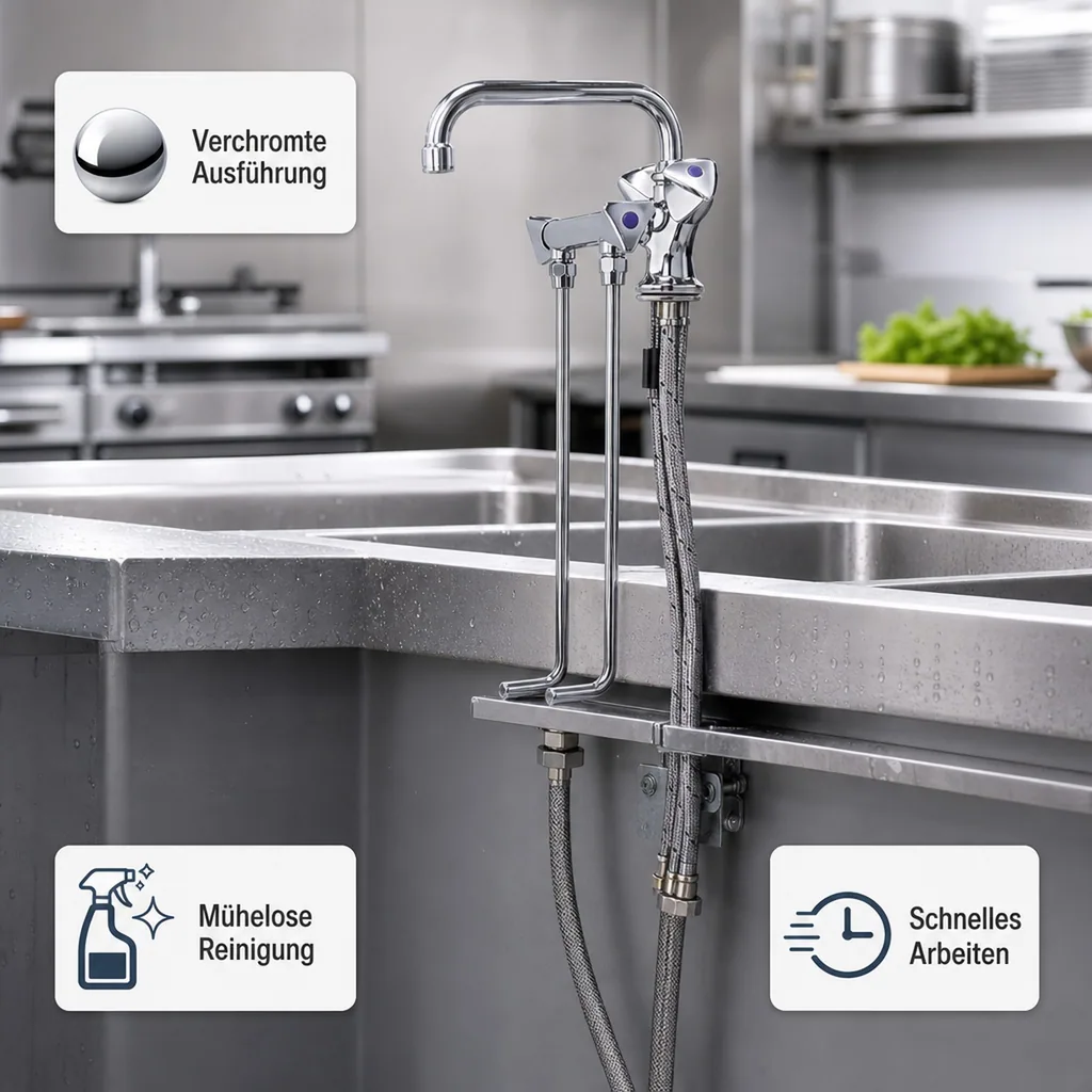 Wasserhahn, Küchenarmatur, Wasserarmatur - für Warm und Kaltwasser, Hochdruck für 2 Becken