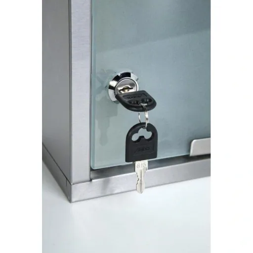 Medizinschrank - Edelstahl halbtransparente Glastür - 15X12X45CM