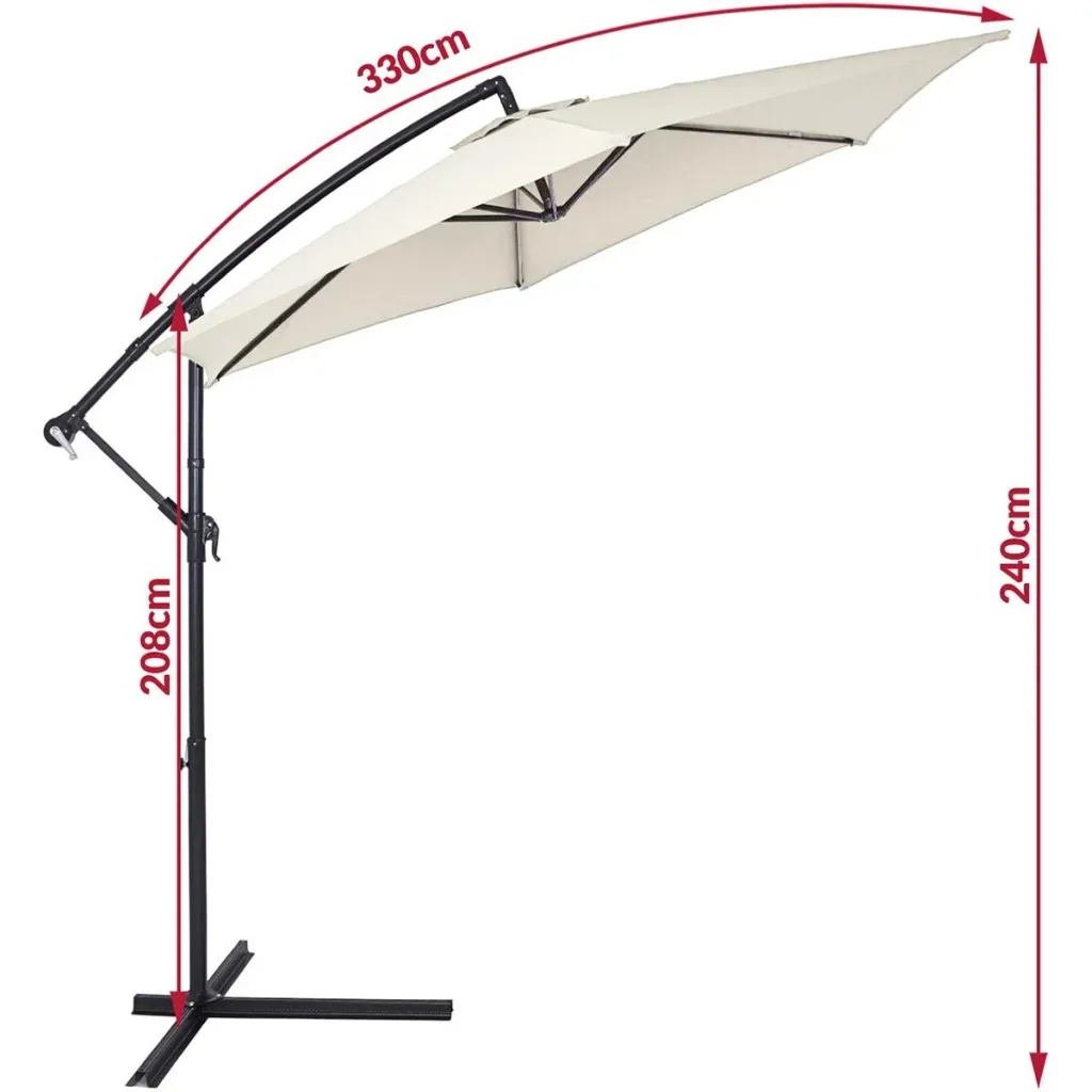 Sonnenschirm Zusammenlegbarer Aluminiumschirm Beige mit Pendel Ø 330 cm