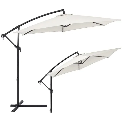 Sonnenschirm Zusammenlegbarer Aluminiumschirm Beige mit Pendel Ø 330 cm