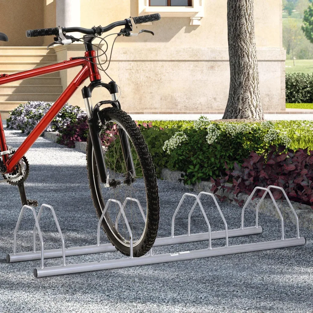 Fahrradständer Fahrradparker Mehrfachständer Boden- und Wandmontage Stahl Silber 4 Fahrräder