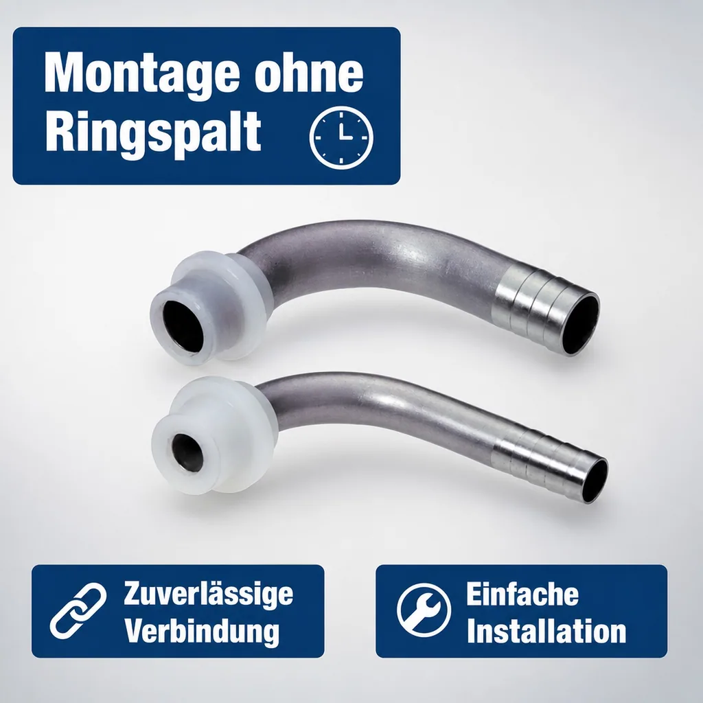 Bierschlauchtülle Gebogen CNS, mit angespritzter Dichtung, NW 7mm