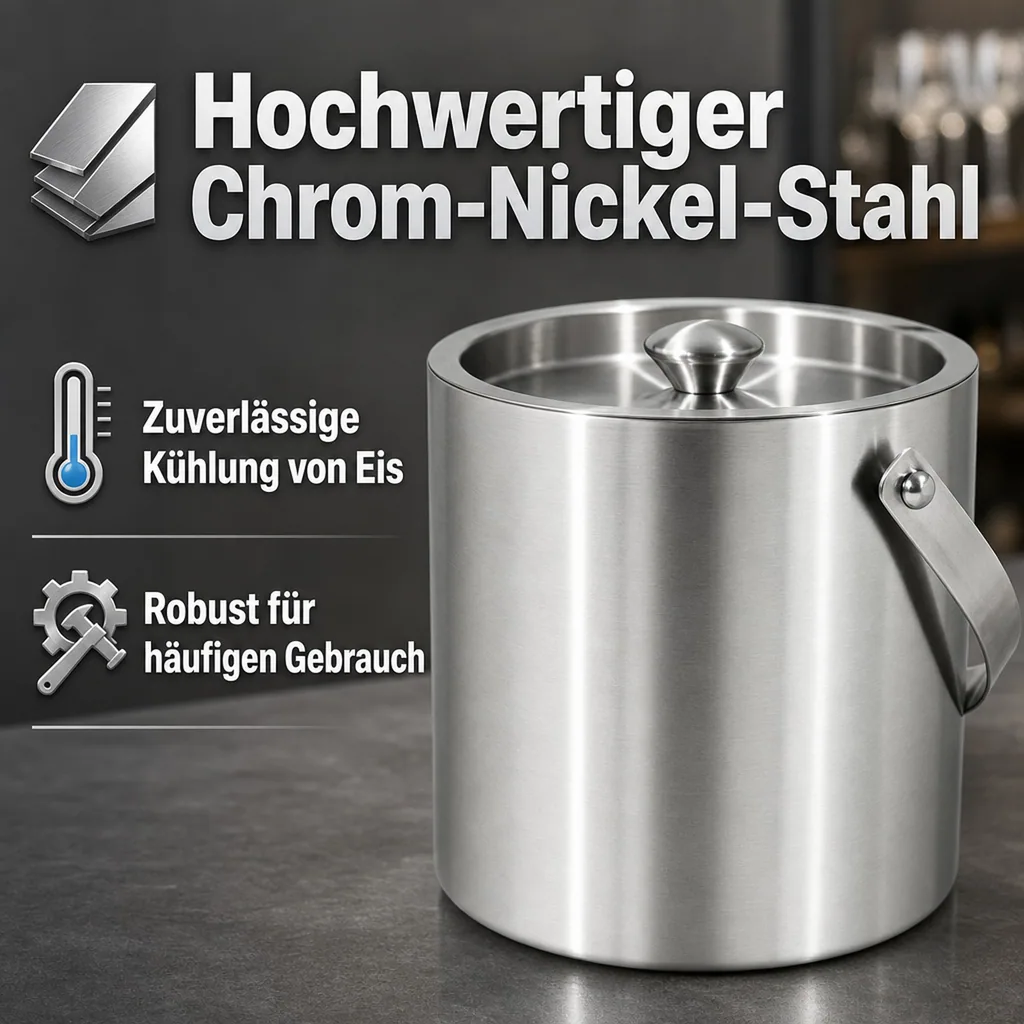 Eiswürfelbehälter Eiseimer Thermo Chrom-Nickel-Stahl