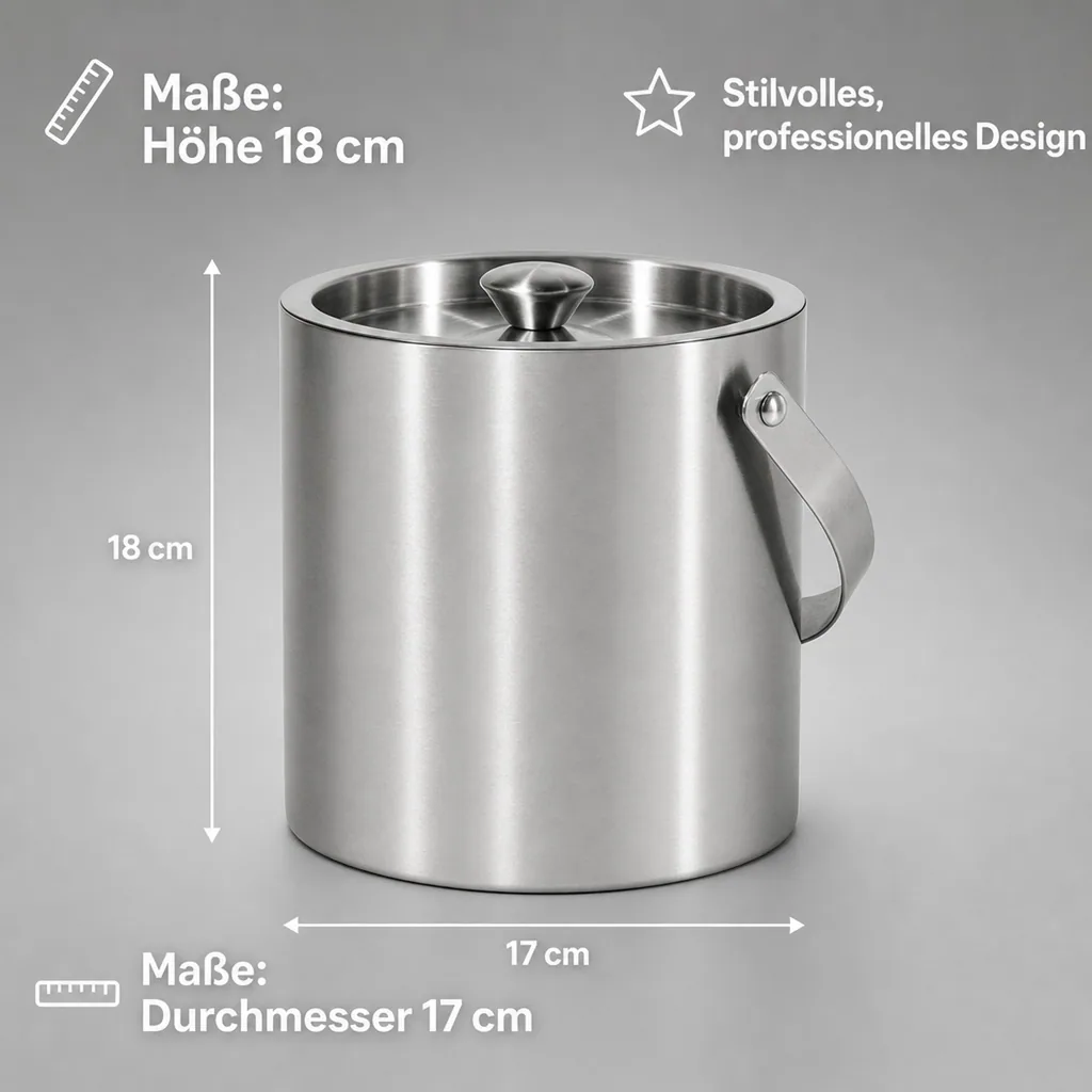 Eiswürfelbehälter Eiseimer Thermo Chrom-Nickel-Stahl