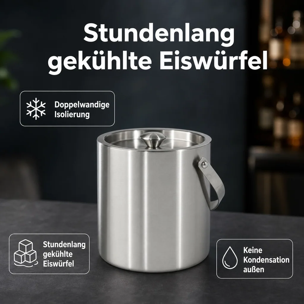 Eiswürfelbehälter Eiseimer Thermo Chrom-Nickel-Stahl
