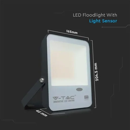 VT-37S LED-Flutlicht mit Tag/Nacht-Sensor - 30 W - 3000 Lm - 4000K - schwarz