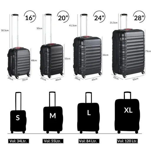 Kofferset mit 4 Stück. S/M/L/XL-Basislinie