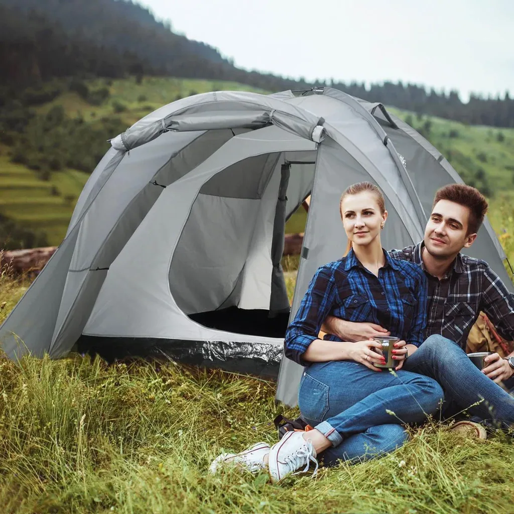 Campingzelt 2-3 Personen - Grau - 350 x 220 x 145 cm