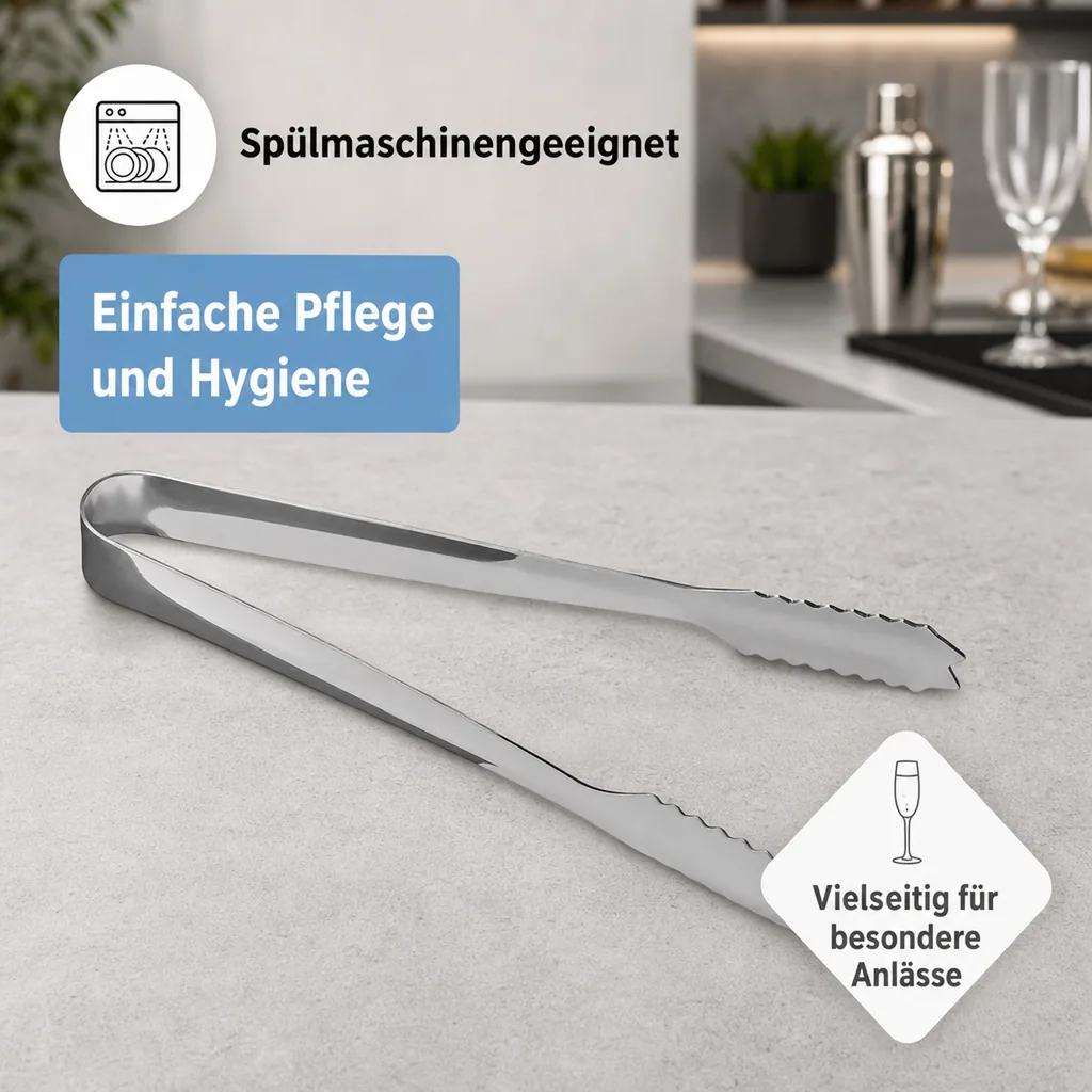 Eiswürfelzange 18 cm, Edelstahl