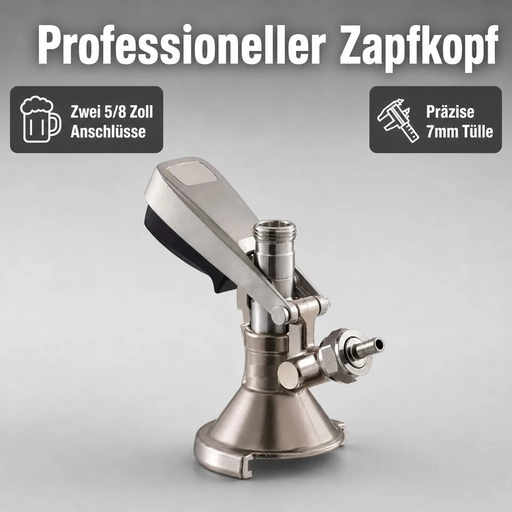 Zapfkopf, Keg Verschluss, Kombi-Fitting, o. Ausgang (Kelleranstich) 2x 5/8"