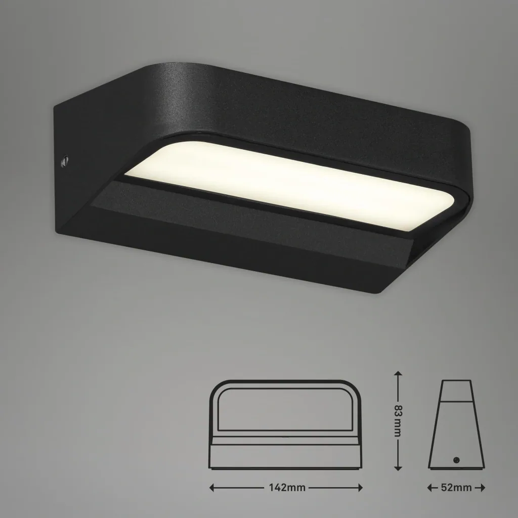 AHLEN LED Außenwandleuchte, Metall-Kunststoff / schwarz, IP44, 8 Watt, 900 lm, 4.000 K