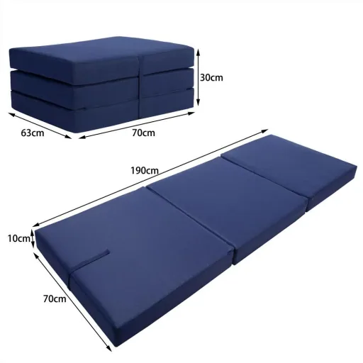 Matratze blau 190x70x10cm faltbar