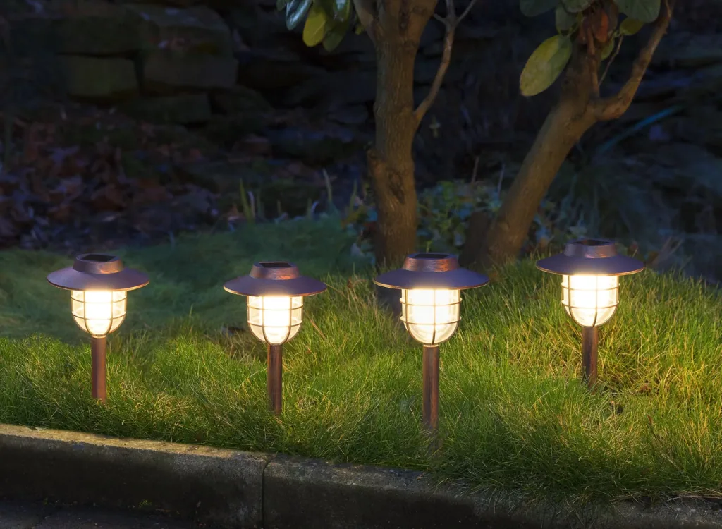 Solar Laternen in Antik Kupfer Optik - 4er Set
