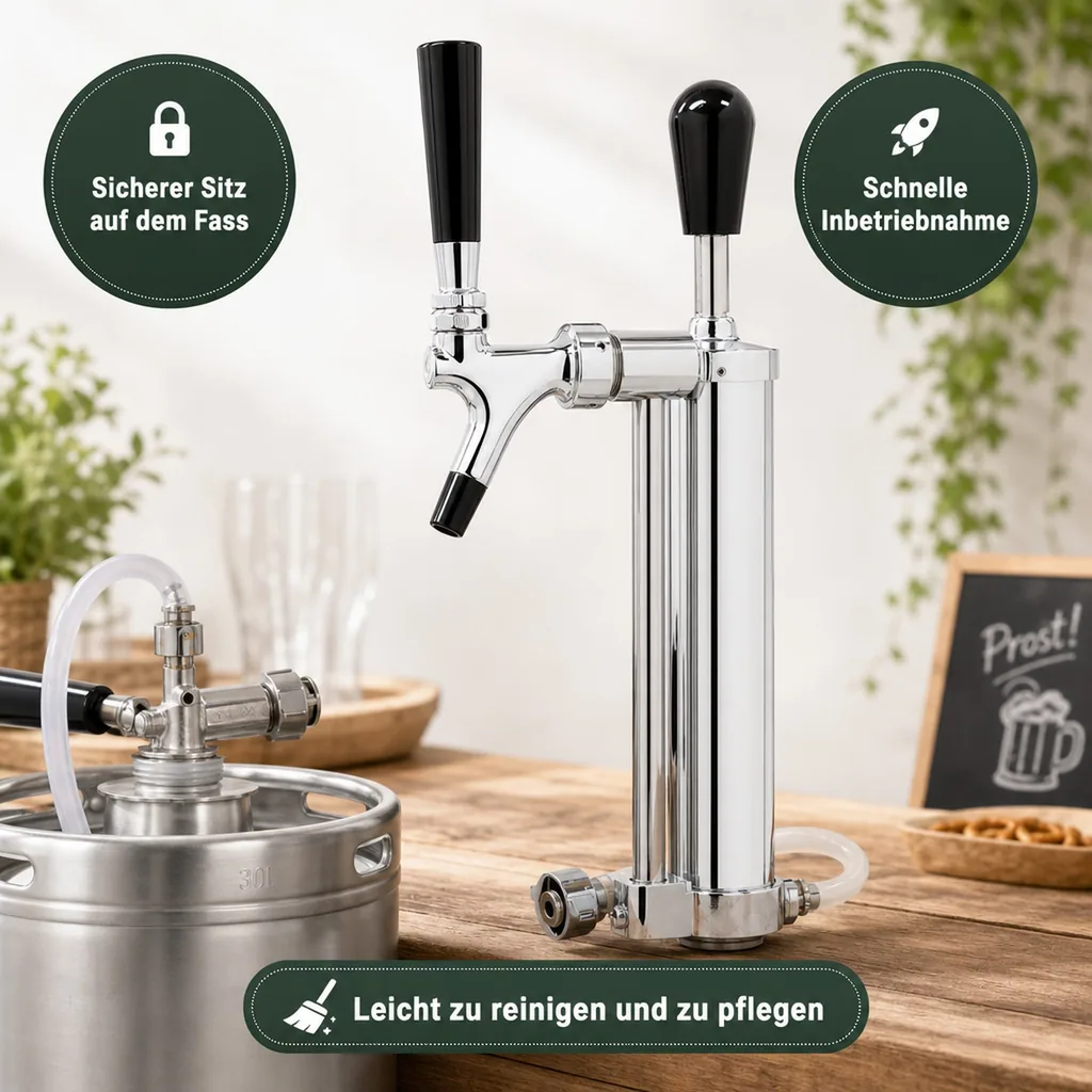 Bierpumpe, Picknickpumpe mit Zapfhahn, mit Kolbenschankhahn, 5/8" Co2-Abgang