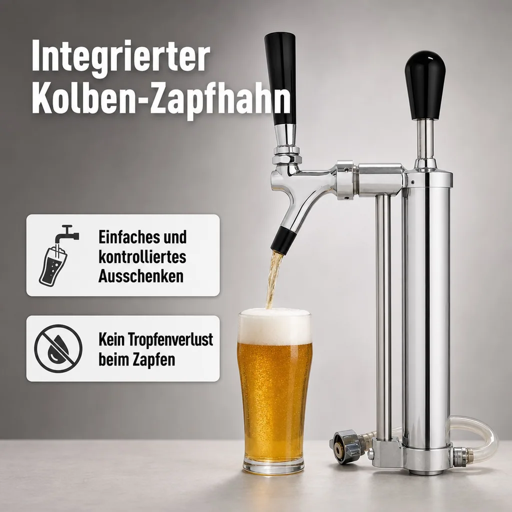 Bierpumpe, Picknickpumpe mit Zapfhahn, mit Kolbenschankhahn, 5/8" Co2-Abgang
