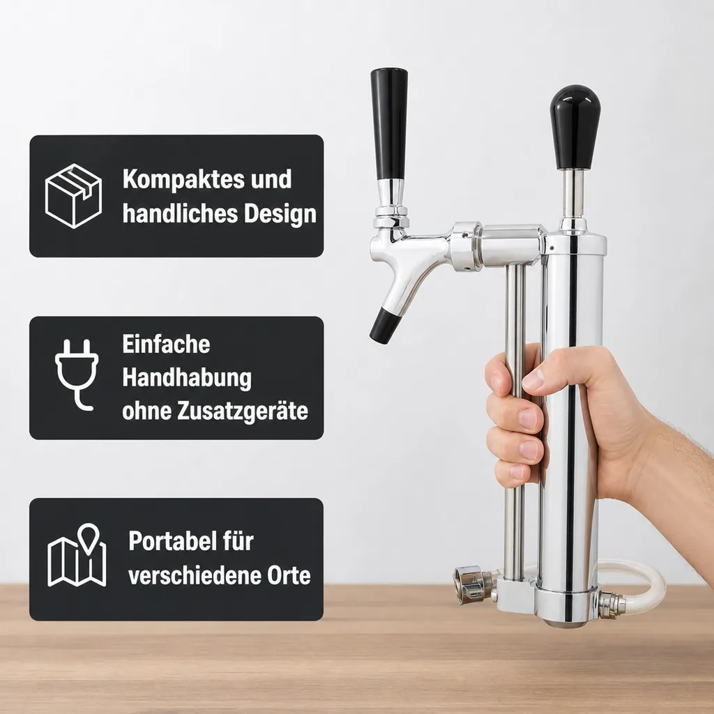 Bierpumpe, Picknickpumpe mit Zapfhahn, mit Kolbenschankhahn, 5/8" Co2-Abgang