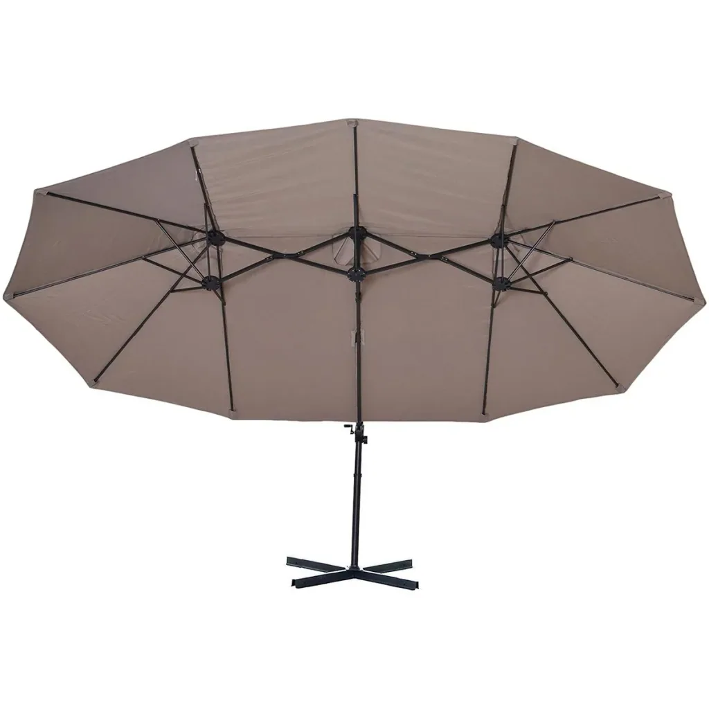 Sonnenschirm mit Kurbel, Doppelschirm, Verstellbarer Gartenschirm, Sonnenschutz, Metall, Braun, 440 x 270 x 250 cm