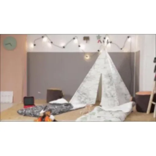 Weltkarte Tipi-Zelt | Schwarz und Weiß | Wigwam Spielzelt|100% Baumwolle|120x120x160cm