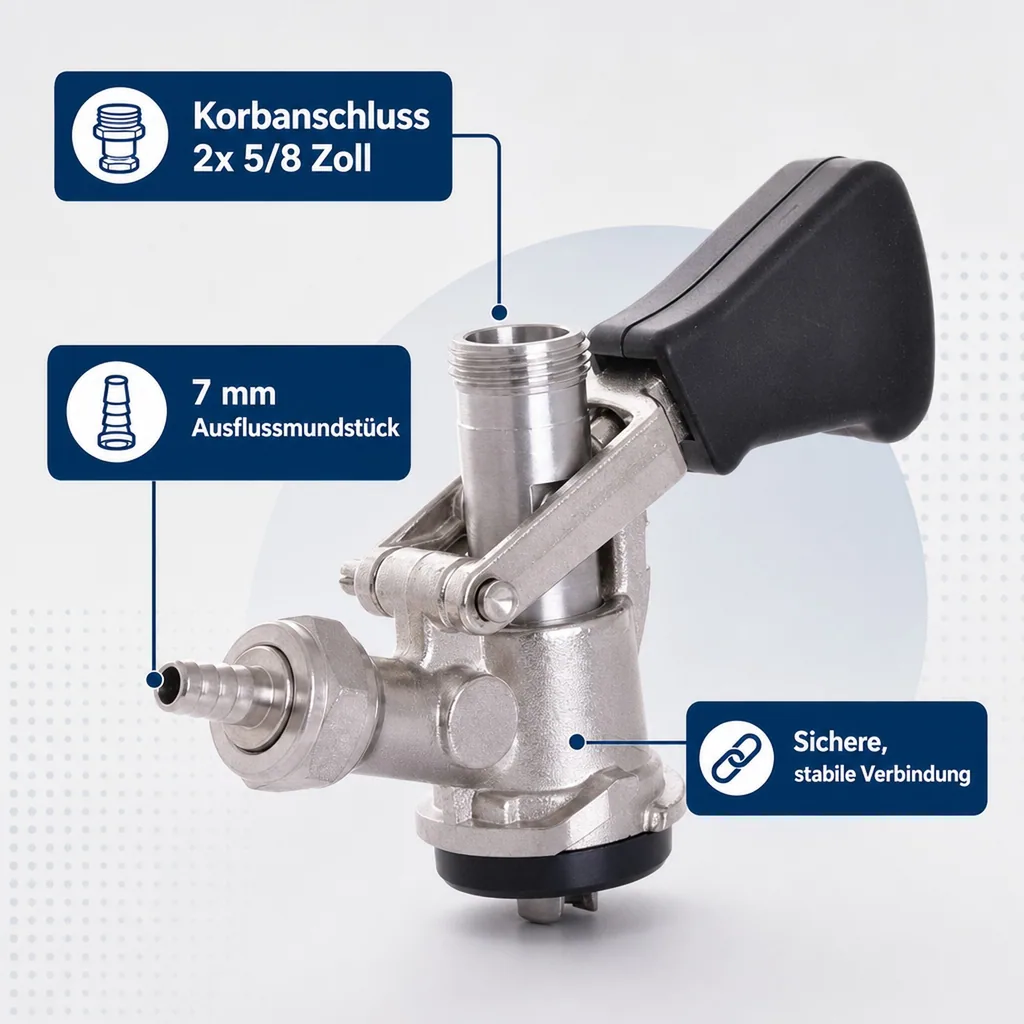 Zapfkopf, Keg Verschluss - Korb - Fitting, o. Ausgang (Kelleranstich) 2x 5/8"