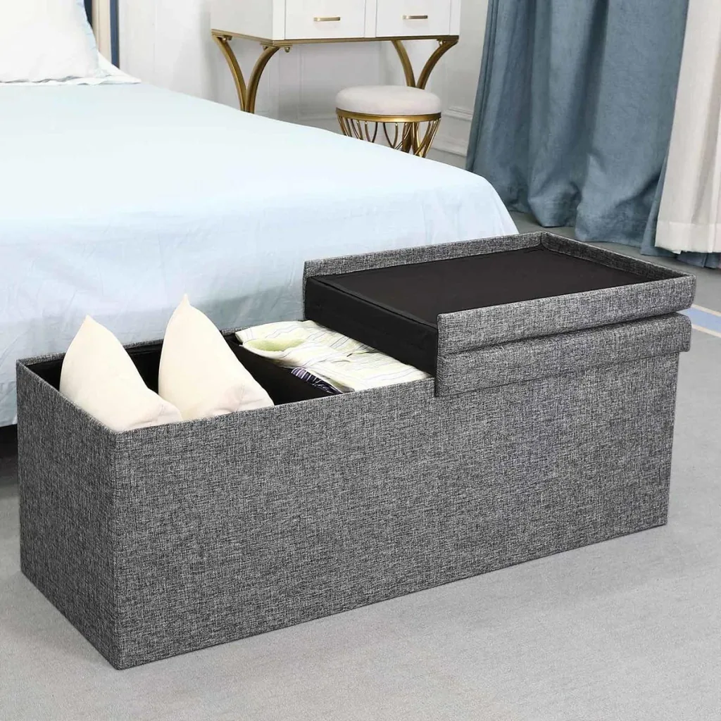 Faltbarer Sitzkasten mit Klappdeckel dunkelgrau - 115x38x38cm