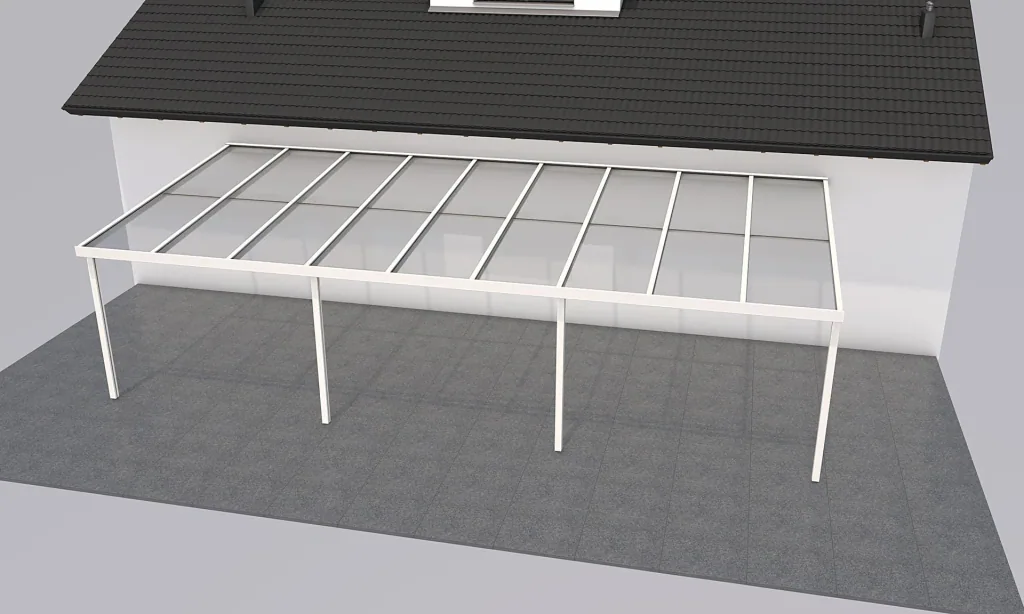 Terrassendach Premium, weiß, 9135 x 4060 mm - 10mm Verbundsicherheitsglas (VSG)