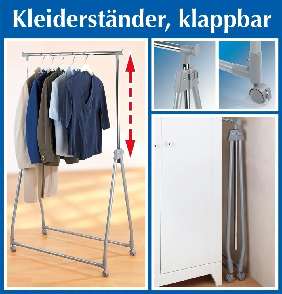 Kleiderständer - Klappbar, höhenverstellbar, bis 40 kg Traglast