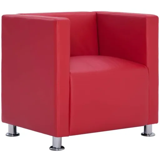 Sessel Würfel-Kunstleder rot