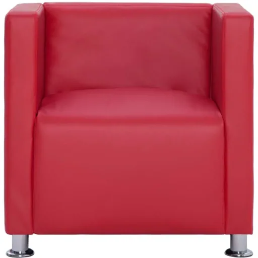 Sessel Würfel-Kunstleder rot