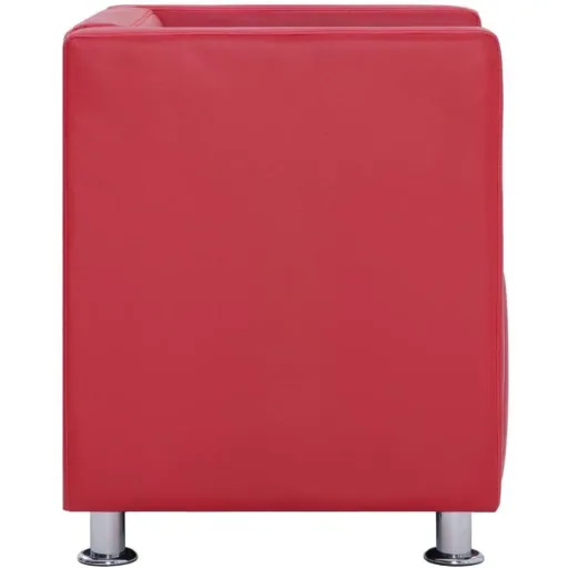 Sessel Würfel-Kunstleder rot