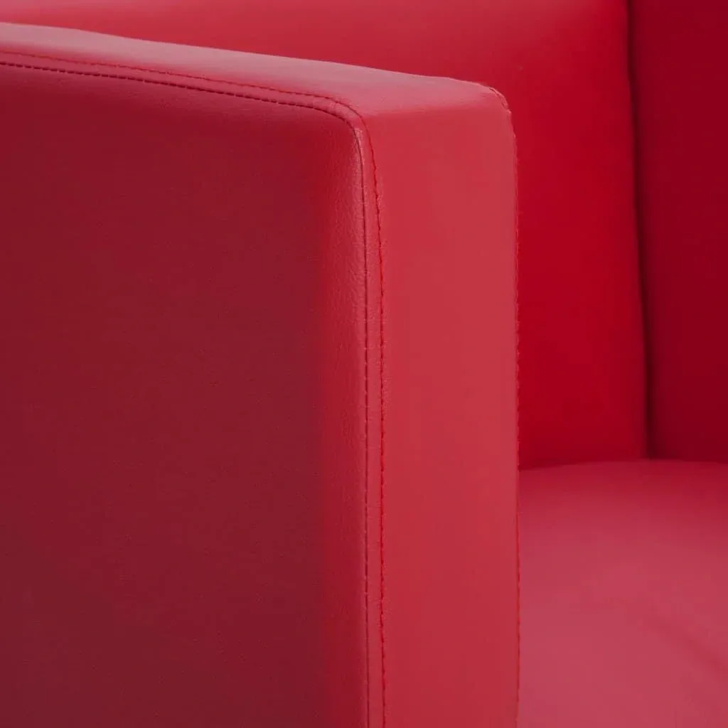 Sessel Würfel-Kunstleder rot